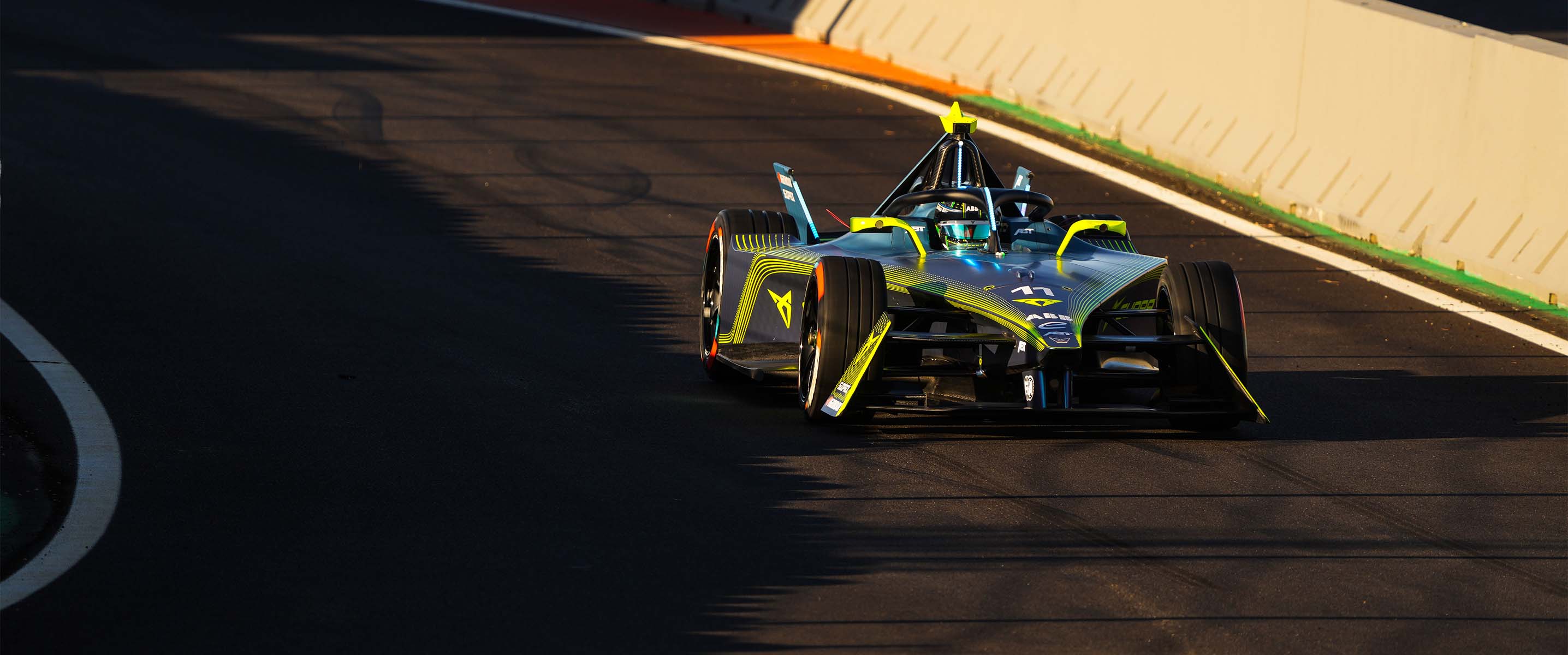 cupra electric racecar on formula e racetrack