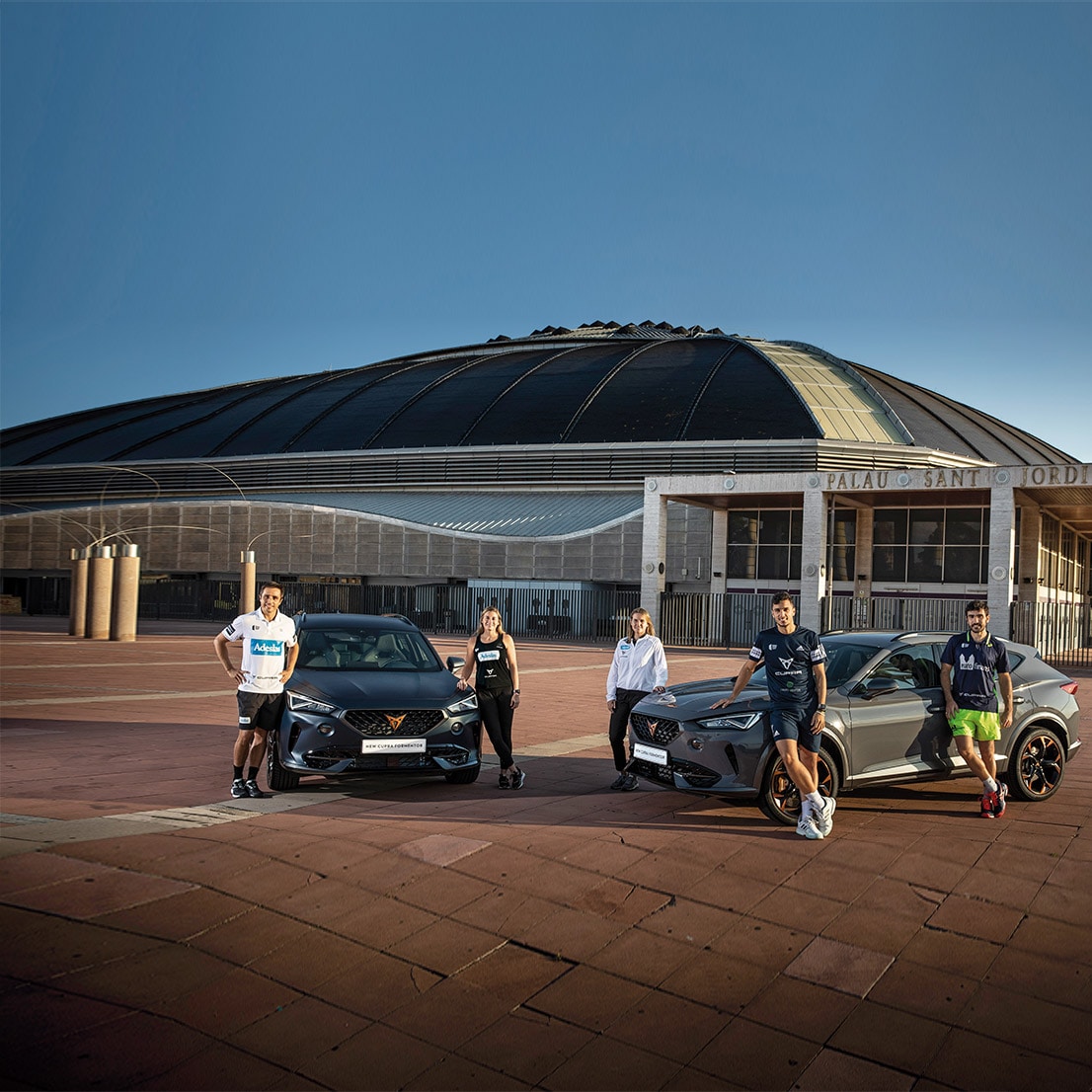 The CUPRA Tribe ambassadors at the Palau de Sant Jordi with 2 CUPRA Formentor 